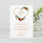 Modern Merry Christmas Poinsettias Heart Script (Staand voorkant)