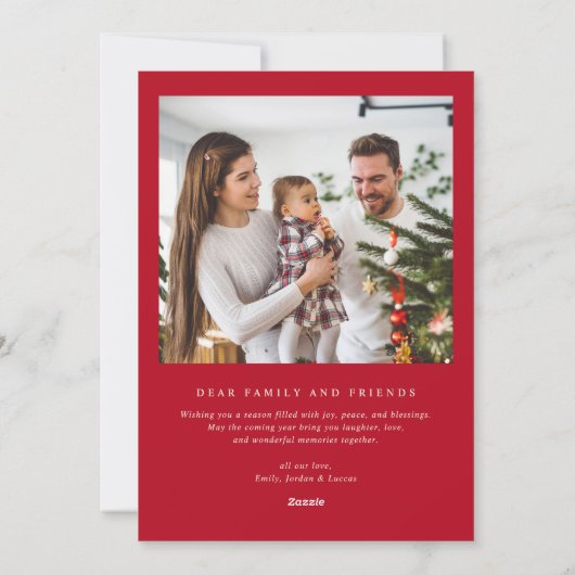 Modern Merry Christmas Red 5 Photo Feestdagenkaart (Achterkant)