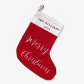 Modern Merry Christmas Red Minimaal Script Kleine Kerstsok (Voorkant (Hangend))