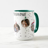 Modern Merry Christmas Red Ornament Holiday Photo Mok (Voorkant rechts)