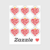 Modern Merry Christmas Red Retro Heart Typography Sticker (Vel)