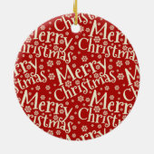 Modern MERRY CHRISTMAS Red Snowflake Patroon Foto Keramisch Ornament (Achterkant)