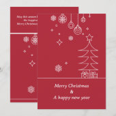 Modern Merry Christmas Red White Feestdagenkaart (Voorkant / Achterkant)