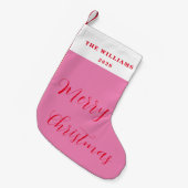 Modern Merry Christmas Roze Rood Minimal Script Kleine Kerstsok (Voorkant (Hangend))