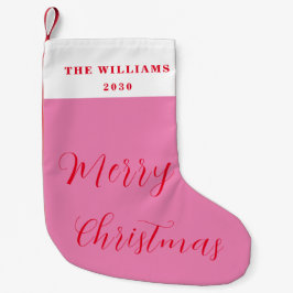 Modern Merry Christmas Roze Rood Minimal Script Kleine Kerstsok