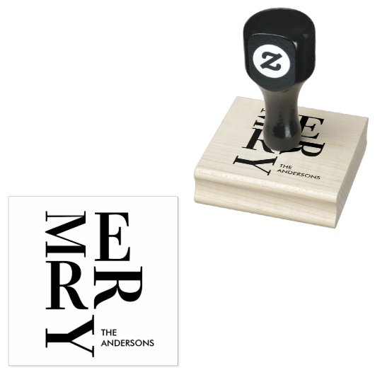 Modern MERRY Christmas Rubberstempel (Gestempeld)