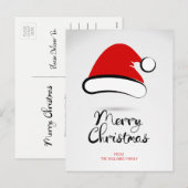 Modern Merry Christmas Santa Hat Postcard Feestdagenkaart (Voorkant / Achterkant)
