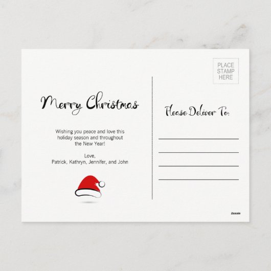Modern Merry Christmas Santa Hat Postcard Feestdagenkaart (Achterkant)