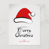 Modern Merry Christmas Santa Hat Postcard Feestdagenkaart (Voorkant)