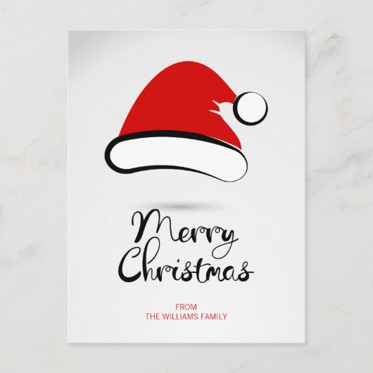 Modern Merry Christmas Santa Hat Postcard Feestdagenkaart (Voorkant)