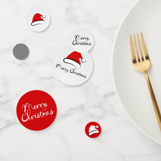 Modern Merry Christmas Santa Hat Table Confetti (Groep)