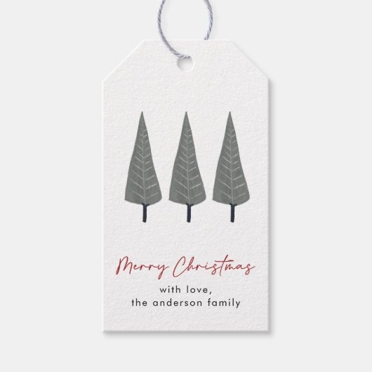 Modern Merry Christmas Scandi Tree Gift Labels Cadeaulabel (Voorkant)