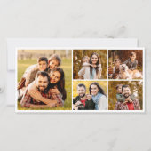 Modern Merry Christmas Script Holly Bow 6 foto's Feestdagenkaart (Achterkant)