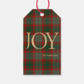 Modern Merry Christmas script Joy tartan rood Cadeaulabel (Voorkant)
