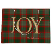 Modern Merry Christmas script Joy tartan rood Groot Cadeauzakje (Voorkant)