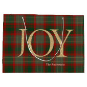 Modern Merry Christmas script Joy tartan rood Groot Cadeauzakje (Achterkant)