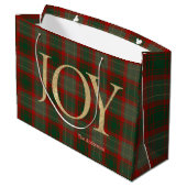 Modern Merry Christmas script Joy tartan rood Groot Cadeauzakje (Achterkant Gekanteld)