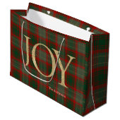 Modern Merry Christmas script Joy tartan rood Groot Cadeauzakje (Voorkant Gekanteld)