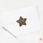 Modern Merry Christmas script Joy tartan rood Ster Sticker (Envelop)