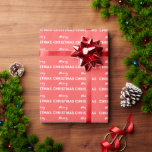 Modern Merry Christmas script lettertype rood patr Cadeaupapier<br><div class="desc">Dit is Merry Christmas-scripttypografie wit op rood patroon. Verspreid feestvreugde met deze feestelijke trend op Merry Christmas vakantie inpakpapier. U kunt het magische en feestelijke vakantieseizoen vieren met vakantieinpakpapier.</div>