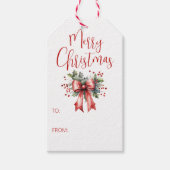 Modern Merry Christmas Script OM VAN Holly Cadeaulabel (Voorkant)