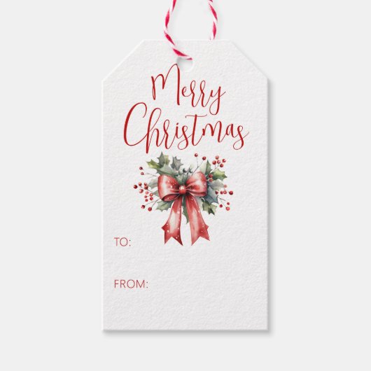 Modern Merry Christmas Script OM VAN Holly Cadeaulabel (Voorkant)