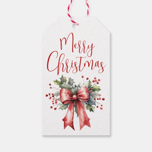 Modern Merry Christmas Script OM VAN Holly Cadeaulabel (Achterkant)