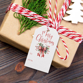 Modern Merry Christmas Script OM VAN Holly Cadeaulabel