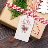 Modern Merry Christmas Script OM VAN Holly Cadeaulabel