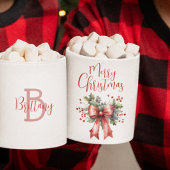 Modern Merry Christmas Script Red Bow gepersonalis Koffiemok