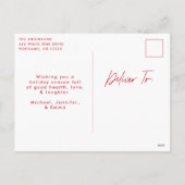 Modern Merry Christmas Script Rood 6 Fotocollage Feestdagenkaart (Achterkant)