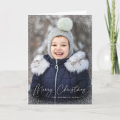 Modern Merry Christmas Script Sneeuw Flurries Foto Feestdagen Kaart (Voorkant)