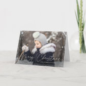Modern Merry Christmas Script Sneeuw Flurries Foto Feestdagen Kaart (Voorkant)