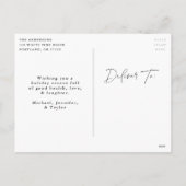 Modern Merry Christmas Script Sneeuw Flurries Foto Feestdagenkaart (Achterkant)