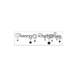 Modern Merry Christmas Script Stars - Stamp Zelfinktende Stempel