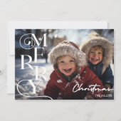 Modern Merry Christmas Script Typografie 1 Foto Feestdagenkaart (Voorkant)