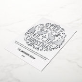 Modern Merry Christmas Silver Rendier Folie Kaart (Gedraaid)