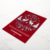 Modern Merry Christmas Silver Rendier Folie Kaart (Gedraaid)