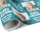 Modern Merry Christmas Sneeuwvlok - 2 Foto Cadeaupapier (Rol Hoek)