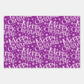 Modern MERRY CHRISTMAS Snowflake Paars Pink Inpakpapier Vel (Voorkant 3)