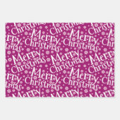 Modern MERRY CHRISTMAS Snowflake Paars Pink Inpakpapier Vel (Voorkant)