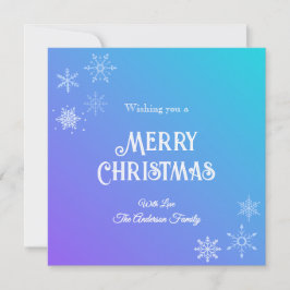  Modern Merry Christmas Snowflake Purple Turquoise Feestdagenkaart