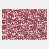 Modern MERRY CHRISTMAS Snowflake Red Blue Inpakpapier Vel (Voorkant 2)