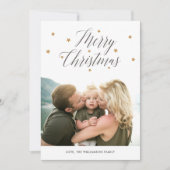 Modern Merry Christmas Starry Script 2 foto's Feestdagenkaart (Voorkant)