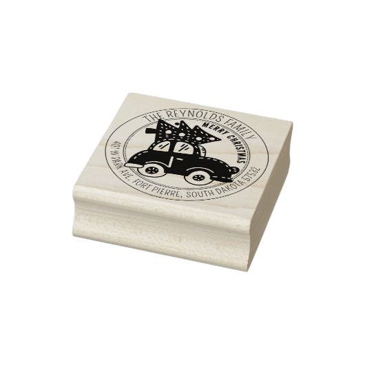 Modern Merry Christmas Tree auto retouradres Rubberstempel (Stempel)