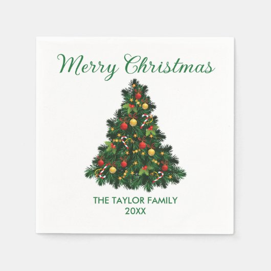 Modern Merry Christmas Tree Ornamenten papier Servet (Voorkant)