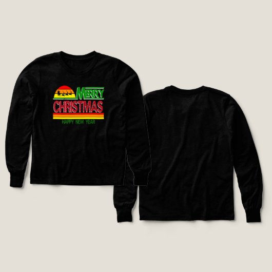 Modern Merry Christmas Tree Red Green T-Shirt (Voorkant /achterkant)