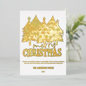 Modern Merry Christmas Trees Gold Foil Kaart (Staand Voorkant)