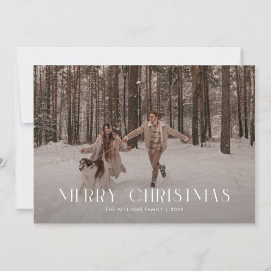 Modern Merry Christmas Trendy één fotofamilie Feestdagenkaart (Voorkant)