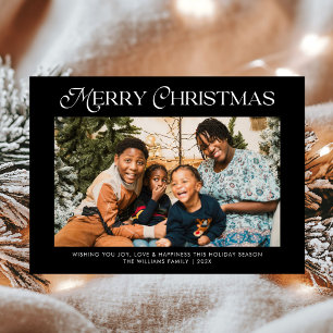 Modern Merry Christmas Trendy één fotofamilie Feestdagenkaart
